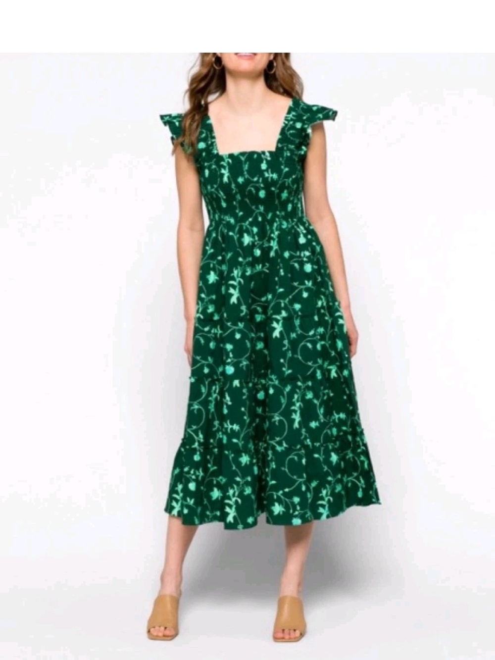 Hill House Ellie Nap Dress Emerald Botanical Print Midi Dress 2XL